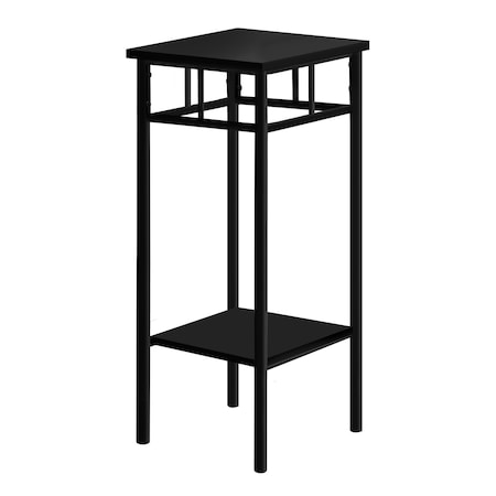 Monarch Specialties Accent Table, Side, End, Plant Stand, Square, Living Room, Bedroom, Black Laminate, Black Metal I 3278